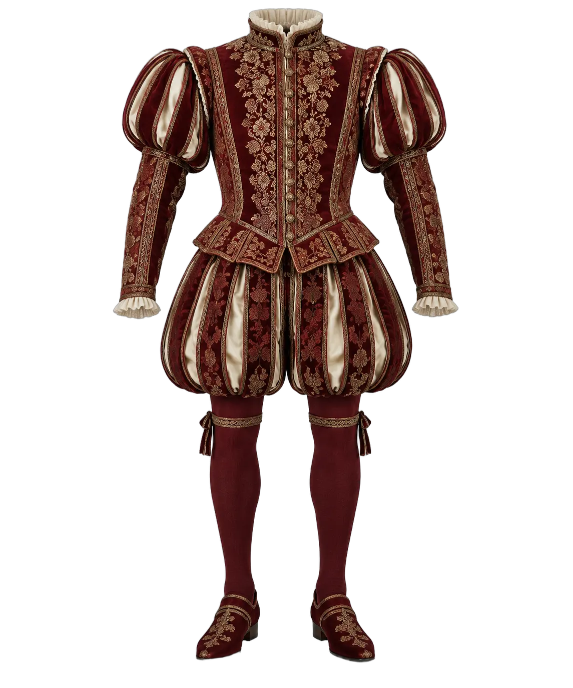 Erkek Cepketi (Doublet) + Şişkin Pantolon (Trunk Hose) — Batı Avrupa